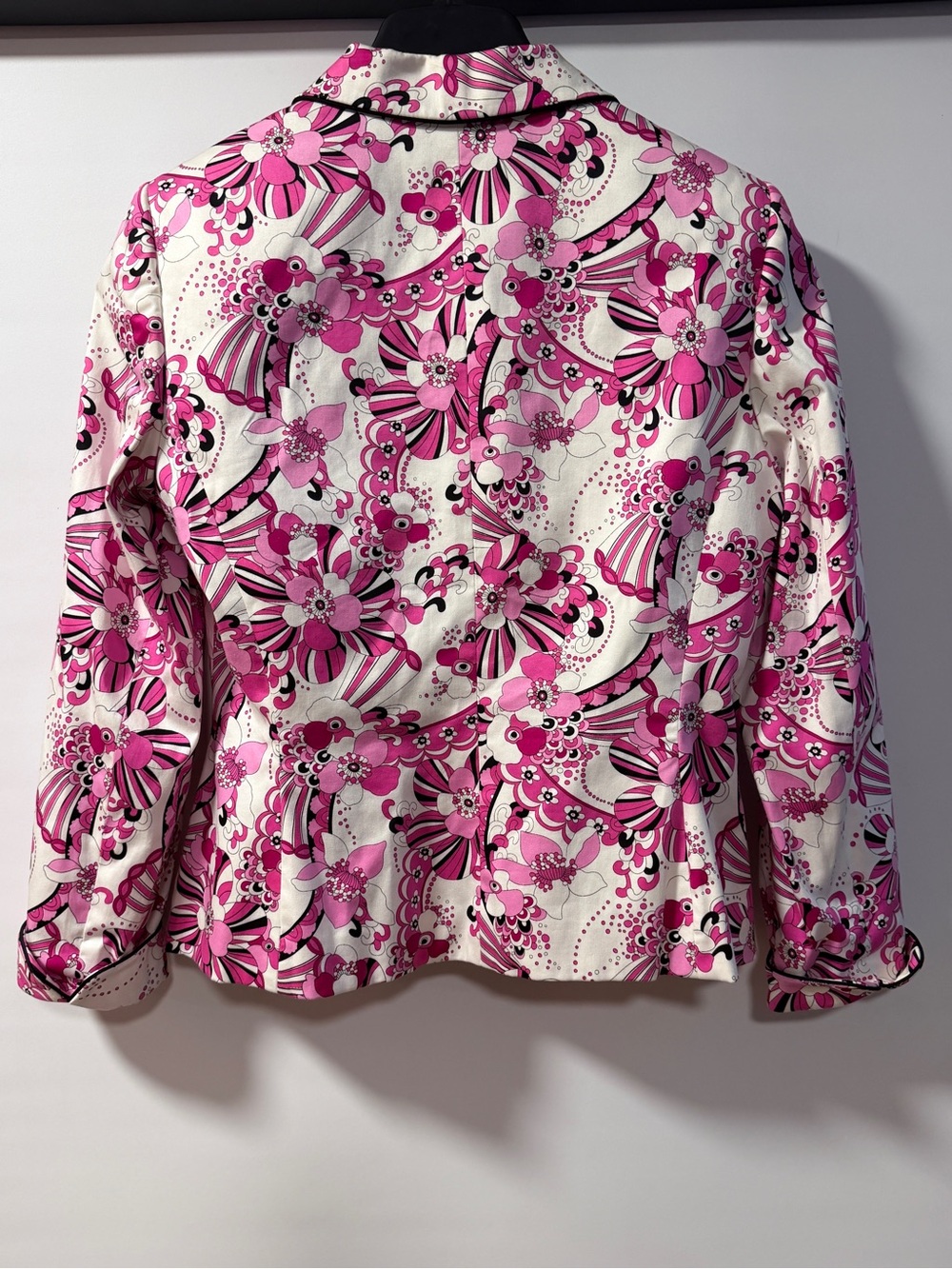 Tahari White and Pink Floral Notch Lapel Blazer - Picture 3 of 9